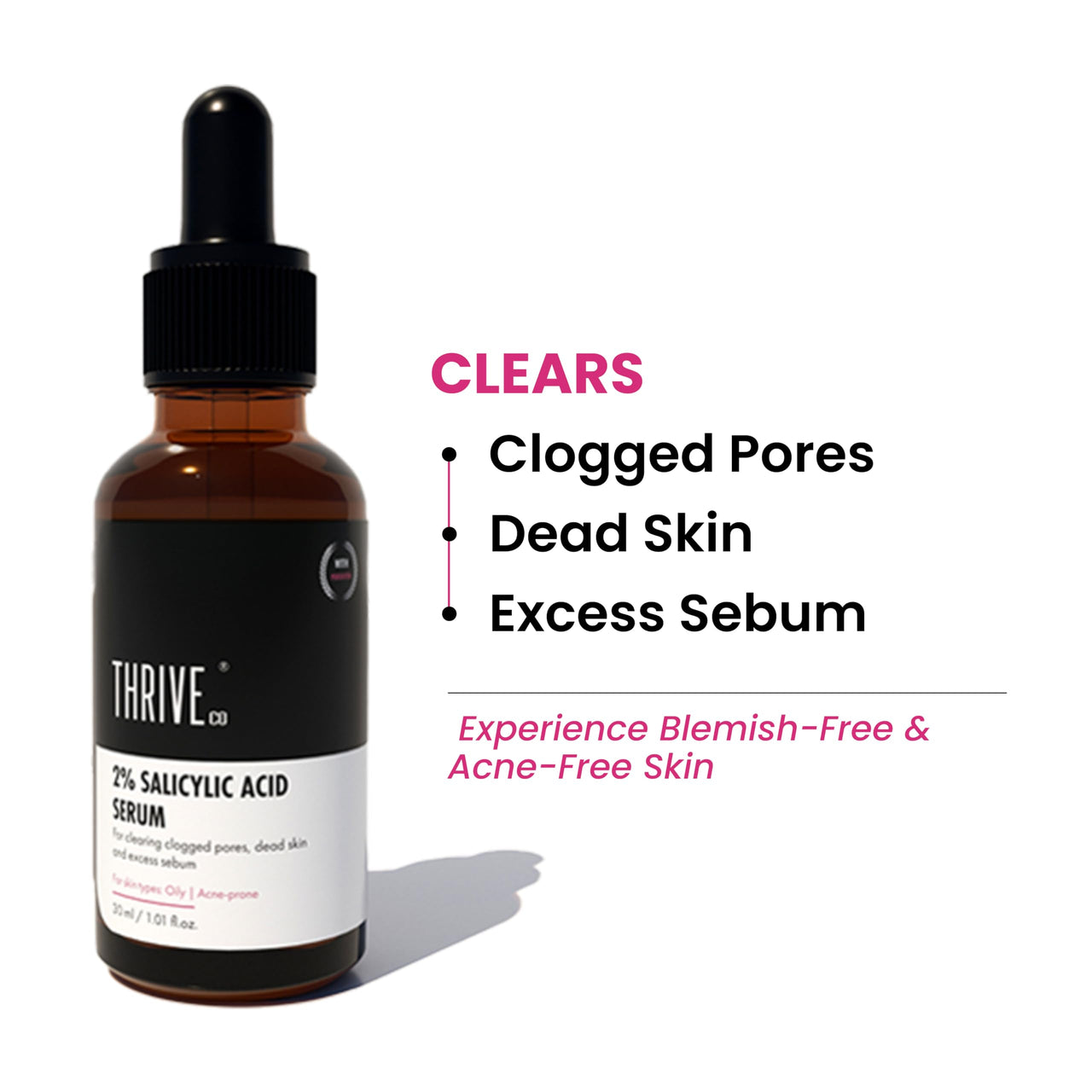 ThriveCo Clear Skin Trio |10% Niacinamide & 1% Zinc PCA Serum(30ml) + 10% Vitamin C & Hyaluronic Acid Serum(30ml) + 2% Salicylic Acid Serum(30ml) |Fades Acne, Dark Spots & Gives Bright Glow