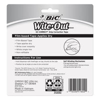 BIC Wite-Out Brand EZ Correct Grip Correction Tape, 33.5 Feet, 2-Count Pack of white Correction Tape, Fast, Clean and Easy to Use Tear-Resistant Tape Office or School Supplies