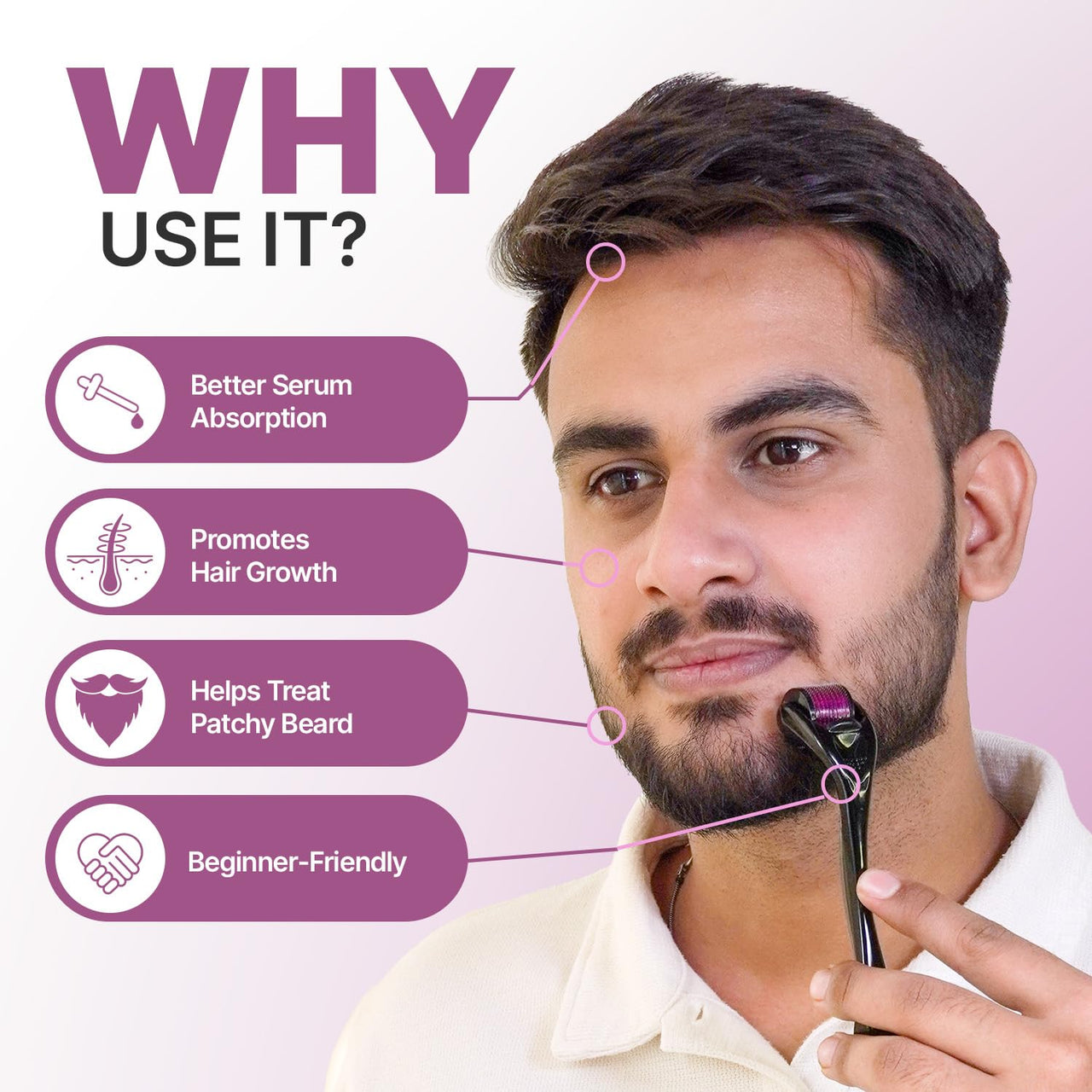 Sotrue Derma Roller 0.5mm with Sanitizer | 540 Stainless Steel Needles | Derma Roller for Hair Growth & Thickening, Repair Damages and Activates Hair Follicles, Reduces Acne Scars (Black)