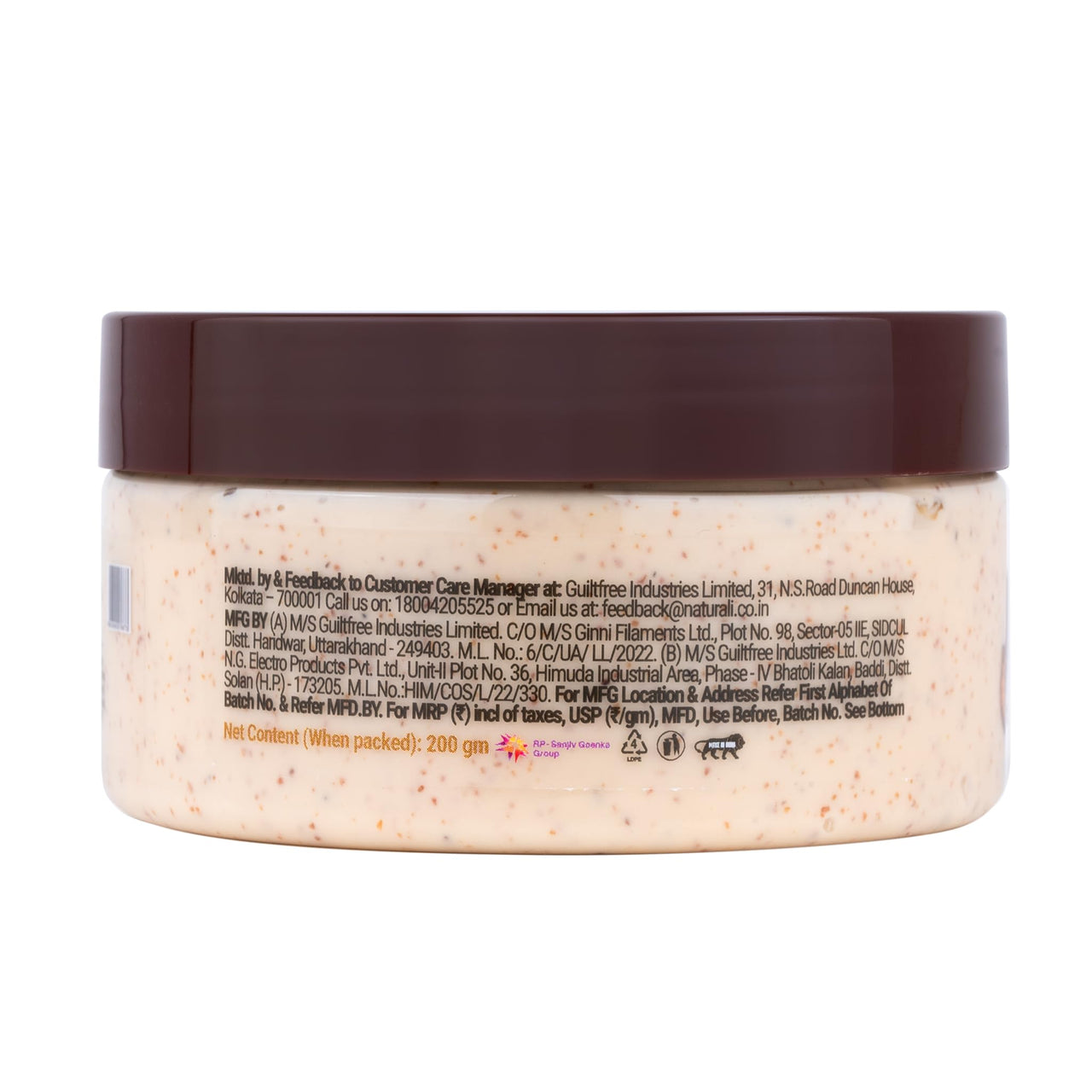 Naturali Exfoliating Body Scrub With Walnut & Cocoa | Deeply Hydrates Skin | Nourishes Dry Skin | Paraben & Mineral Oil Free | 200g