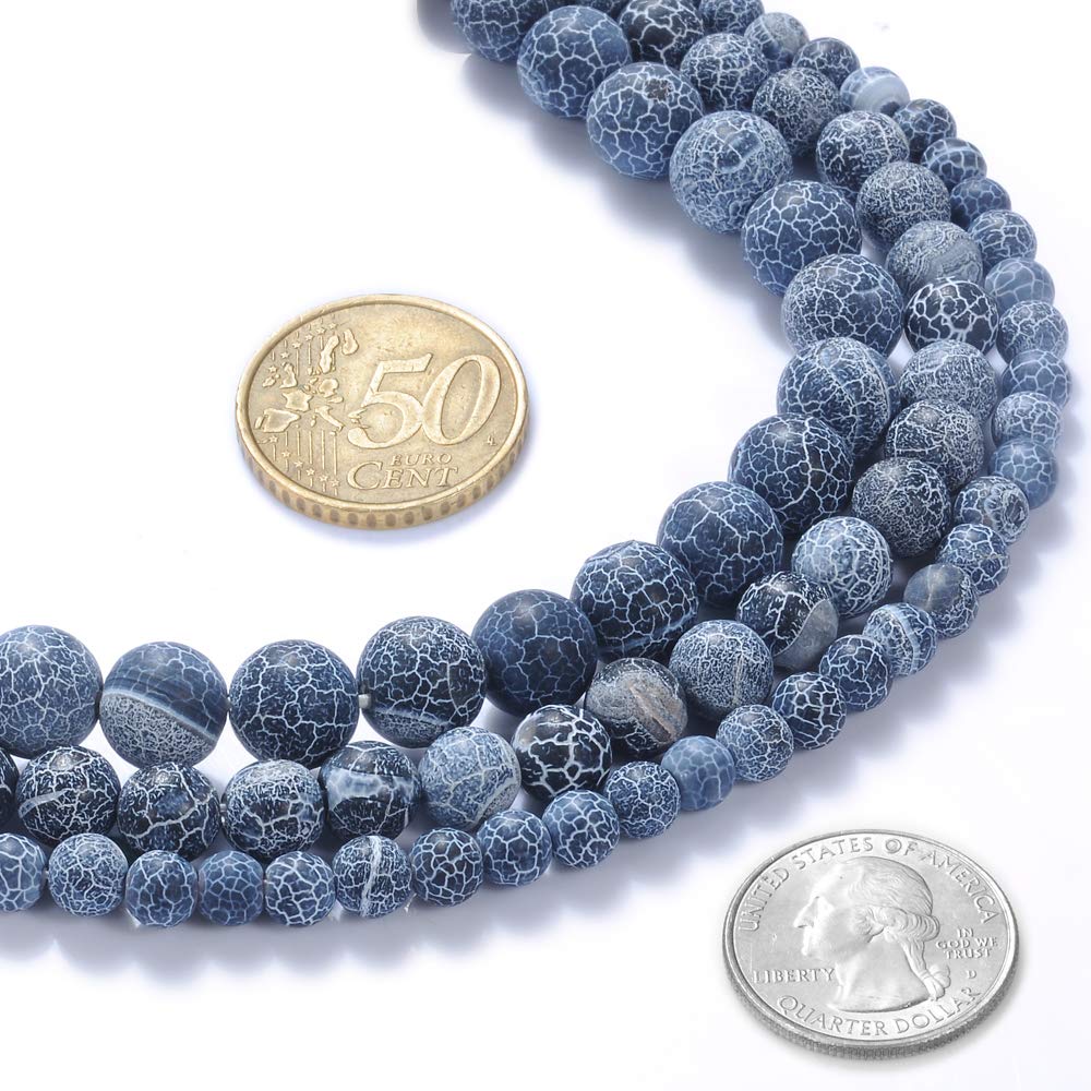 Natural Stone Beads 10mm Black Frosted Gemstone Round Loose Beads Crystal Energy Stone Healing Power for Jewelry Making DIY,1 Strand 15"