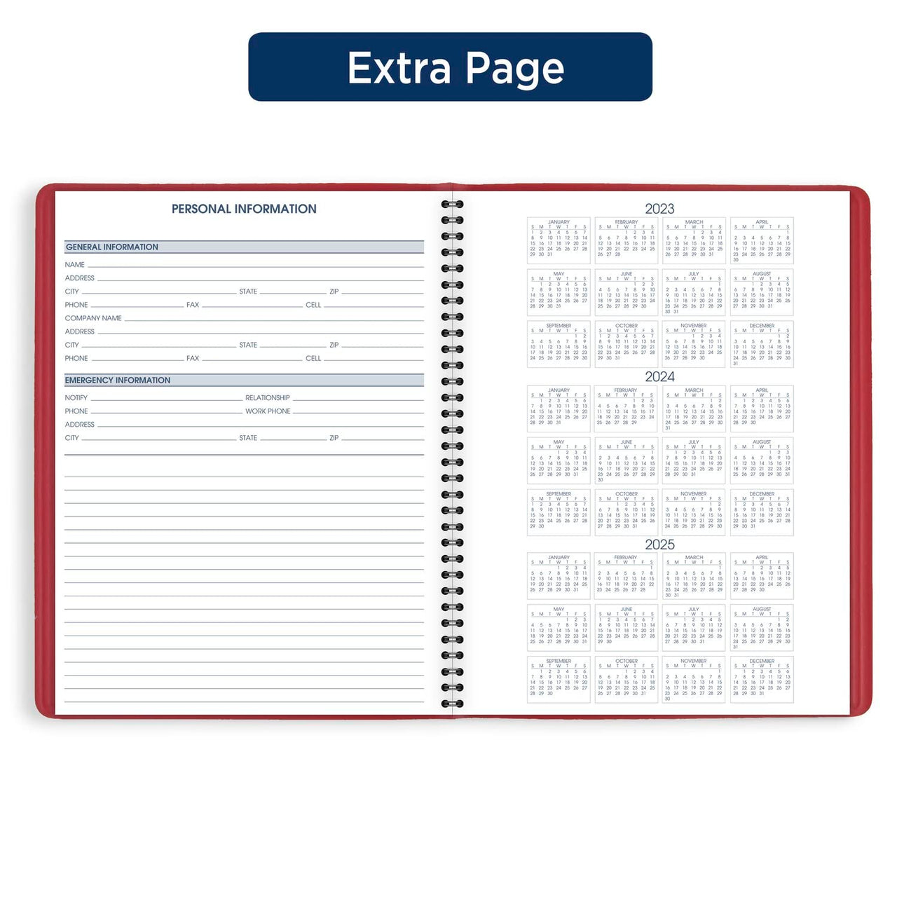 AT-A-GLANCE 2024 Weekly Planner, Quarter-Hourly Appointment Book, 8-1/4" x 11", Large, Red (709401324)