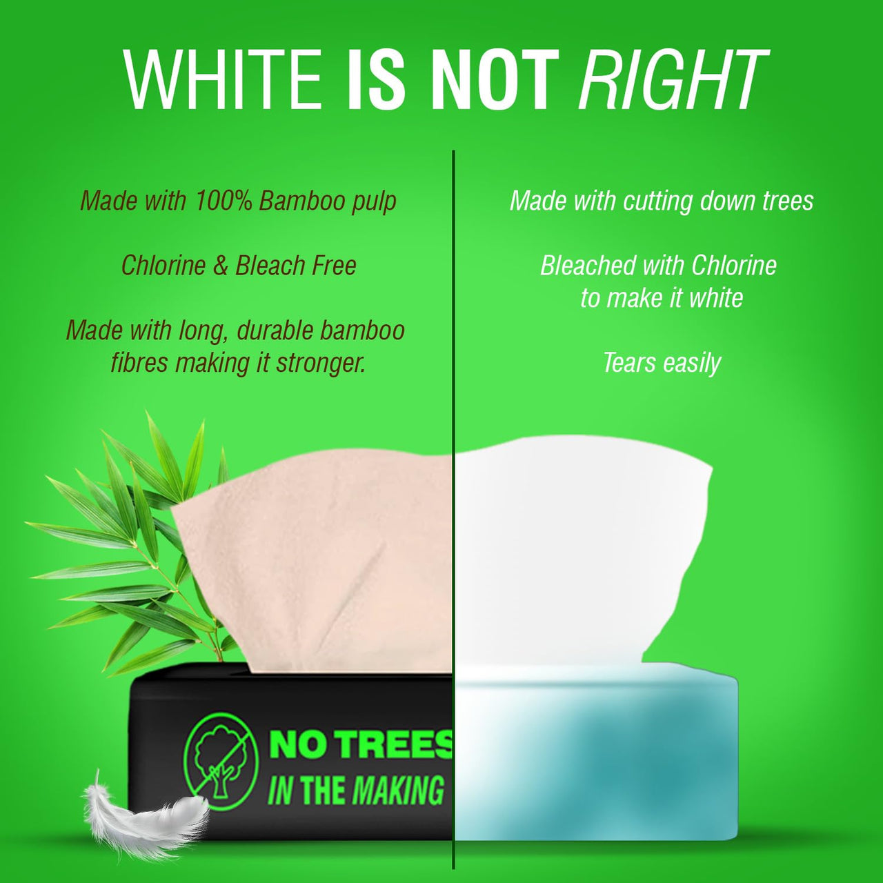 Beco Bamboo Super Soft Facial Tissue 100 Pulls (Pack of 12), 1200 Pulls 2 ply 100% Natural and Ecofriendly