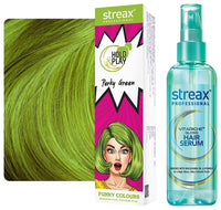 Streax Professional Vitariche Gloss Hair Serum (115 ml) Hold & Play Funky Colour, Hair Color, 100g - Perky Green