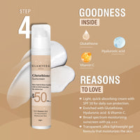 Glamveda Glutathione 4-Step Skincare Routine For Healthy & Radiant Skin | Skin Brightening and Lightening Combo ( Facewash + Facecream + Faceserum + Sunscreen )