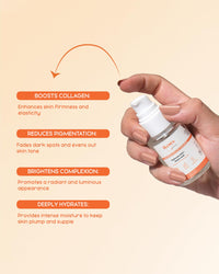 Ikcura Hyaluronic Acid & Vitamin C Face Serum with Hyaluronic Acid, Azelaic Acid | Boosts Collagen, Brightens Skin, Deeply Hydrates, Reduces Acne, Pigmentation & Dark Spots, 30ml