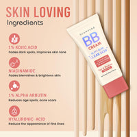 Glamveda BB Cream for Fair & Medium Skin Tone With SPF 50++++ | Lightweight, Non-Sticky & Waterproof | Covers Dark Spots & Evens Skin Tone | Natural, Dewy Finish | Hydrating & Durable (30 gm)