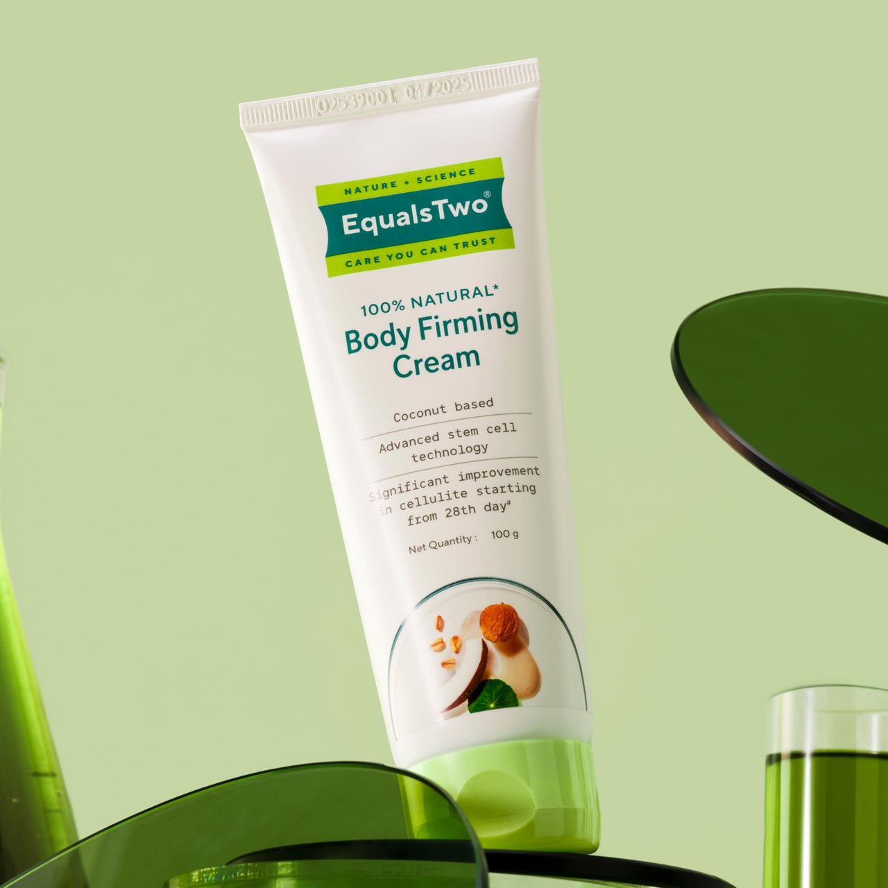 EQUALSTWO Body Firming Cream, Anti-Cellulite Cream for Skin Tightening & Elasticity, Enriched with Vitamin C, Shea Butter, Logan Fruit, & Lotus Flower Extract, PH 5.5, Dermatologically Tested, 100ml (Pack 2)