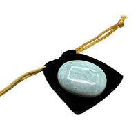 Amazonite Palm Stone - Pocket Massage Worry Stone for Natural Body Chakra Balancing, Reiki Healing and Crystal Grid Amazonite