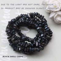 Yholin Irregular Stone Chips Beads Bulk - Hole Drilled Black Shell Chips, Crystal Tumbled Chips Stone Healing Crushed Rock Beads for DIY Craft Earring Jewelry Making and Home Decor,1 Strand