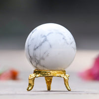 Howlite | Crystal Sphere Ball | Gemstone Ball with Stand | Natural Gemstone for Healing Crystals | Crystal Balls for Witchcraft | Chakra Balancing | Spiritual Gift Home Decor | Size :- 40-50 mm Howlite Crystal Ball