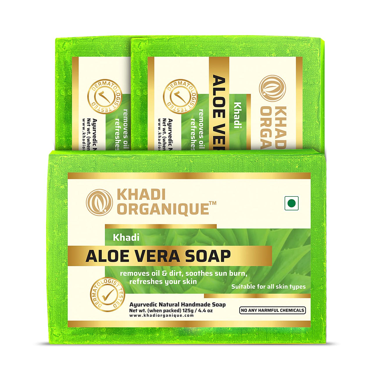 Khadi organique handmade aloevera soap pack of 3 100% herbal natural soap