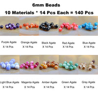Massive Beads 140PCS 6MM Natural Crystal Beads Stripe Agate Gemstone Round Loose Energy Healing Beads with Free Crystal Stretch Cord for Jewelry Making (Stripe Agate, 6MM)