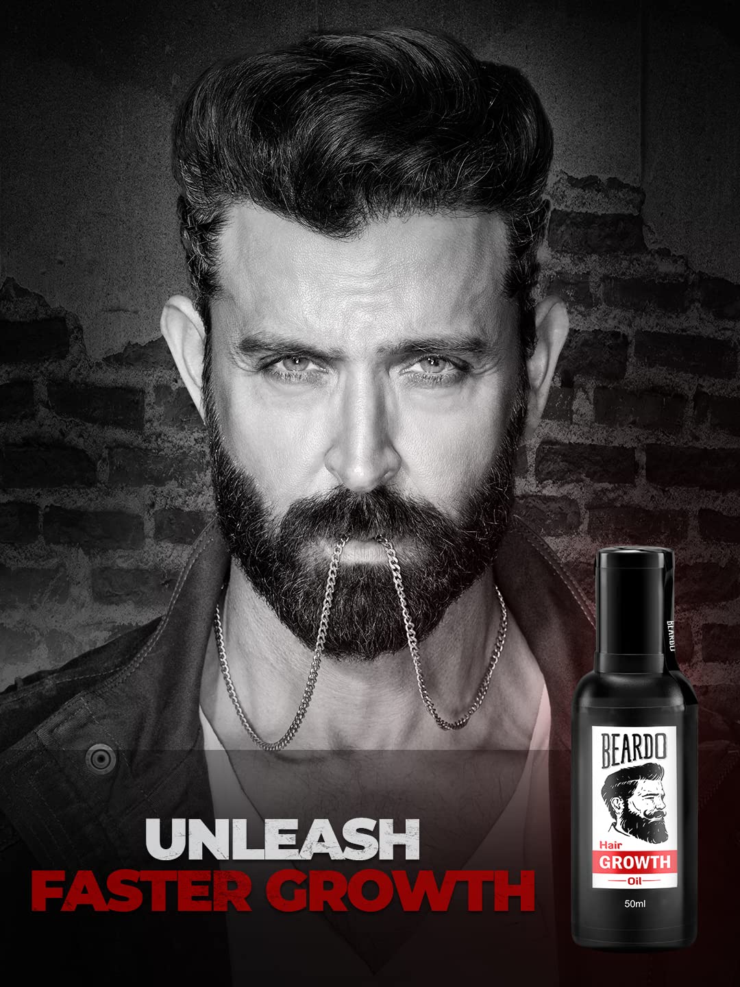 Beard Hair Growth Oil, 50ml & Mustache Growth Roll, 8 ml |Beard Oil for Uneven, Patchy & Fast Beard Growth |Oil for Stronger & Fuller |Boosts Mustache Hair Growth | Goodness of Almond & Coconut Oil