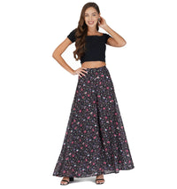 RATAN Women’s Georgette Flared Freesize Sharara Palazzo Pant with Lining M Maroon