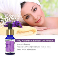 Rey Naturals Pure Lavender Essential Oil & Rosemary Oil For Hair Growth, Aromapathy, Stress & Pain Relief | Essential Oil For Hair, Face & Skin | Suitable For Diffuser | For Men And Women - 15 * 3