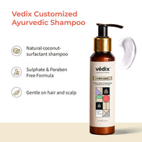 Vedix Ayurvedic Shampoo for Dry and Frizzy Hair, Vikleda Deep Conditioning Customized Sulfate Free Men Shampoo with Wheat Germ, Jojoba & Yashtimadhu, 100 ml