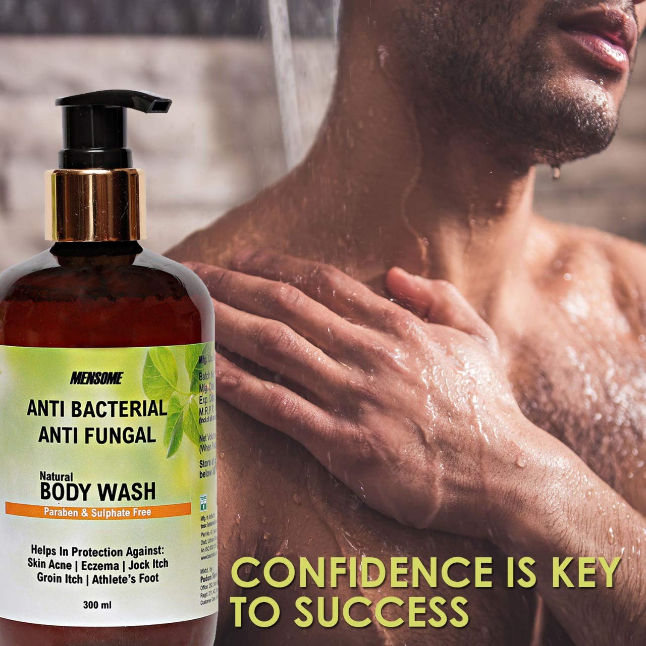 MENSOME Natural Anti Bacterial & Anti Fungal Body Wash Gel, Chemical Free, Men & Women In 300 Ml