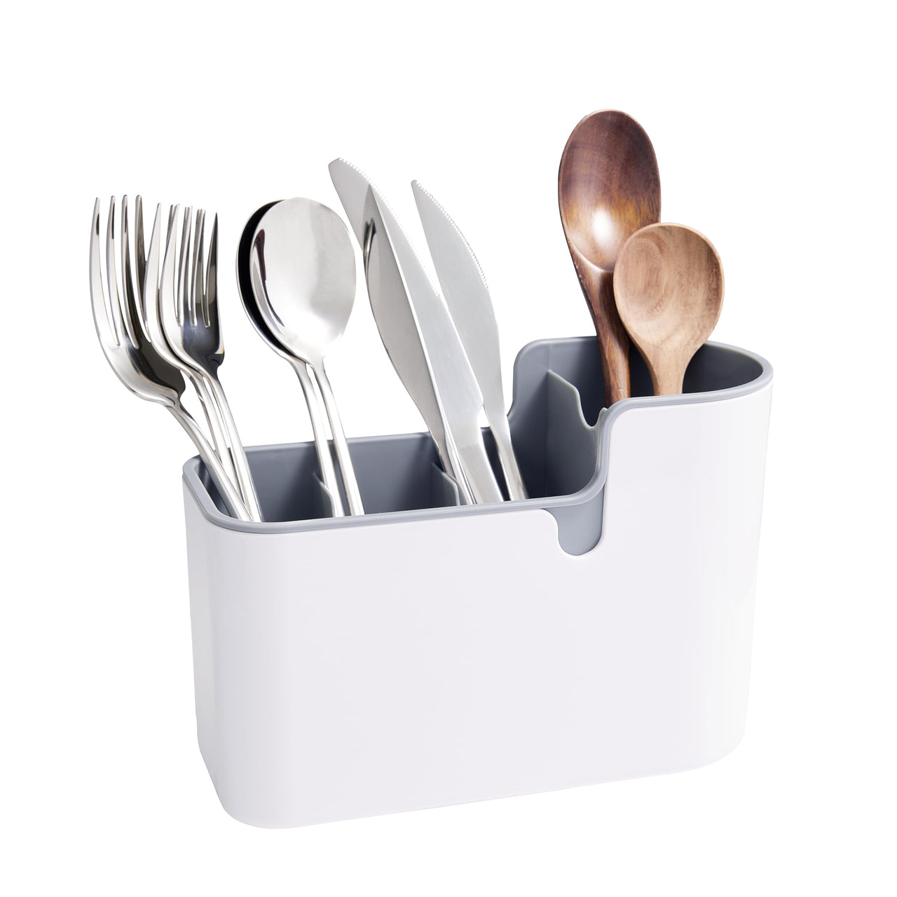 Basics Countertop & Wall Organization for Utensils, White & Grey