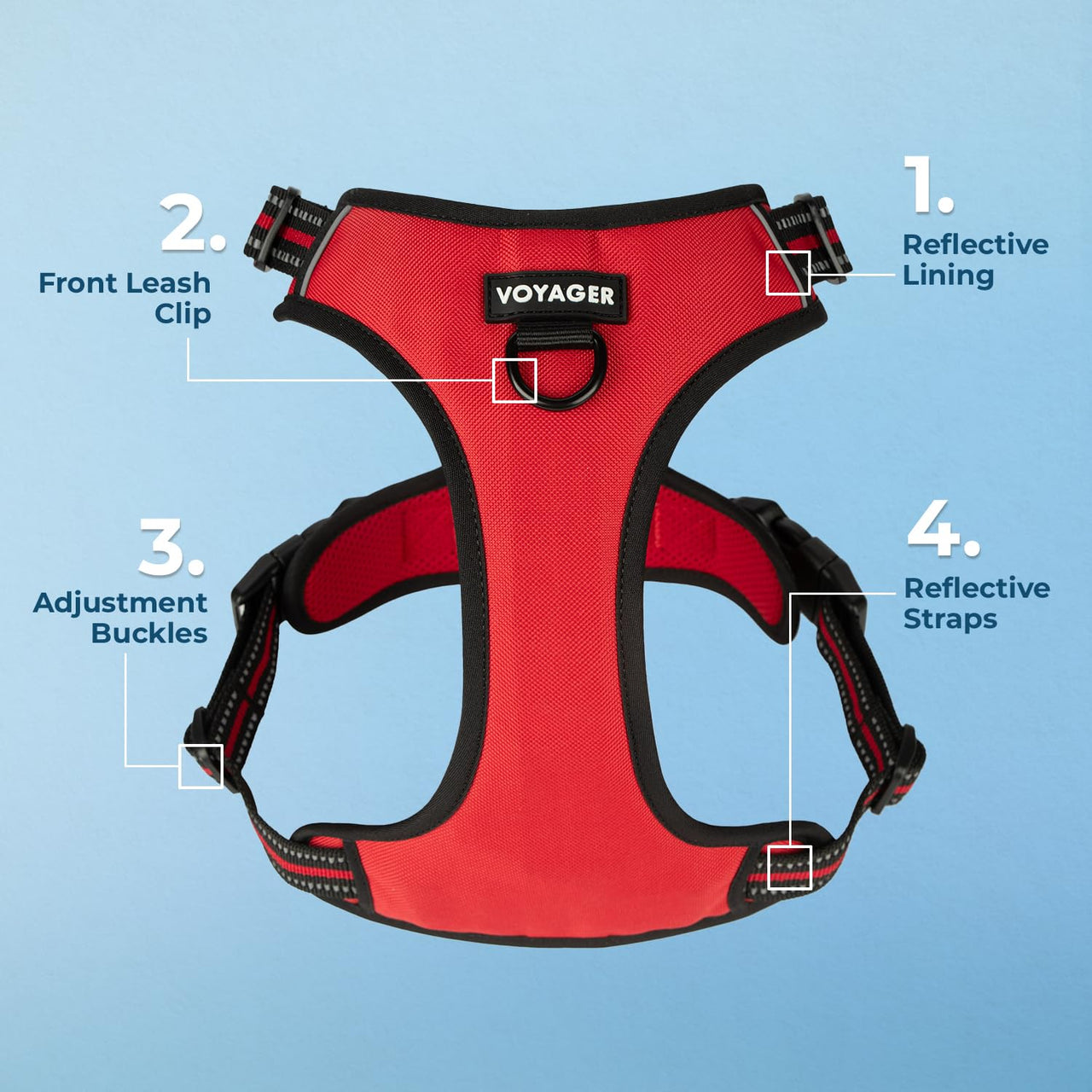 Voyager Dog Harness Dual Leash Attachment No-Pull Control Adjustable Soft but Strong Pet Harness for Medium and Large Dogs with 3M Reflective Technology - Red Lattice, S (Chest: 16 - 20") S (Chest: 16 - 20") Harness (Red Lattice Nylon)