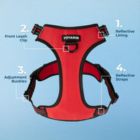 Voyager Dog Harness Dual Leash Attachment No-Pull Control Adjustable Soft but Strong Pet Harness for Medium and Large Dogs with 3M Reflective Technology - Red Lattice, S (Chest: 16 - 20