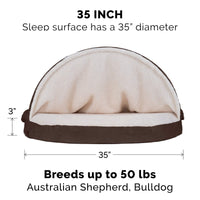 Furhaven Replacement Dog Bed Cover Sherpa & Suede Snuggery, Machine Washable - Espresso, 35-inch Faux Lambswool & Suede Espresso 35.0