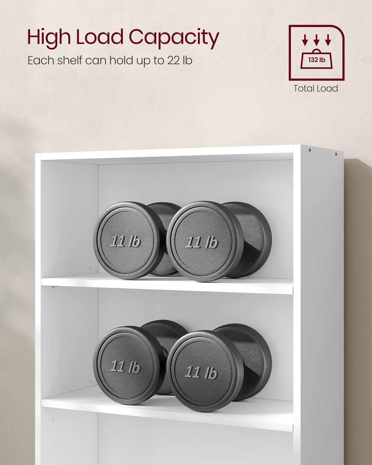 VASAGLE Bookshelf, 23.6 Inches Wide, 4-Tier Open Bookcase with Adjustable Storage Shelves, Floor Standing Unit, Cloud White ULBC164T14 1 Pack 4 Tiers (23.6"W x 42.4"H)