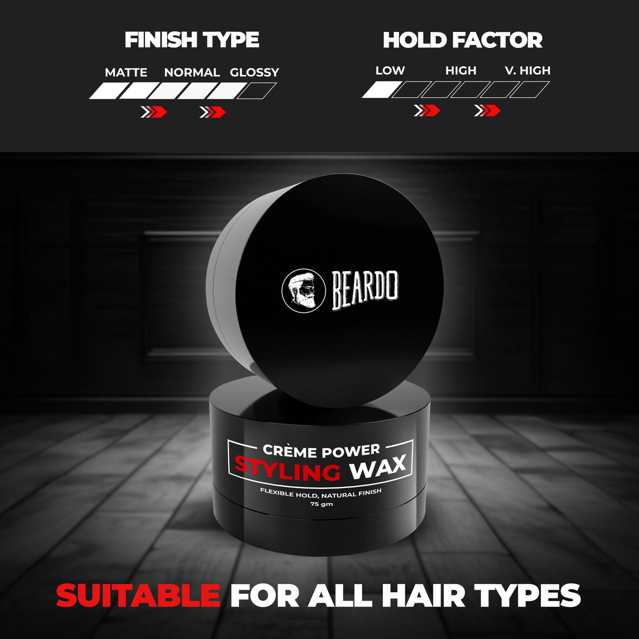 Beardo Creme Power Styling Wax, 75 gm | Cream Hair Wax Men | Crème Styling Wax | Volumizing Wax | Natural Finish | Hair Cream | Hair Wax for Non Stick, Smooth Hair