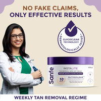 Sanfe Detan Cream Instalite Detan Wipe Off 100 gm | With Glycoclear Technology | 1 Tone Brighter in 10 mintues | For Legs, Arms, Underarms and Back | Detan Cream Pack for Tan Removal & Glowing Skin