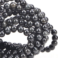 100Pcs Natural Crystal Beads Stone Gemstone Round Loose Energy Healing Beads with Free Crystal Stretch Cord for Jewelry Making (Black Obsidian, 8MM) Black Obsidian