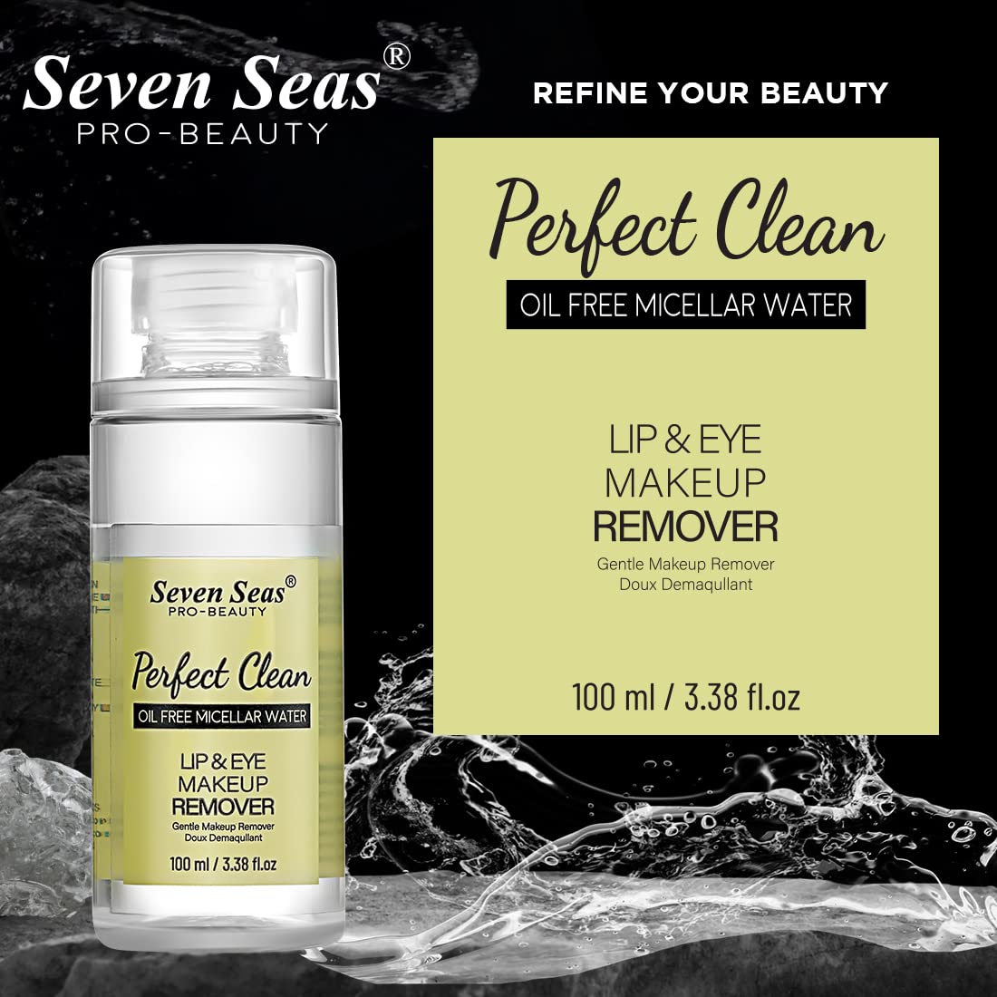 Seven Seas Perfect Clean Lip & Eye Makeup Cleanser Oil Free Micellar Water