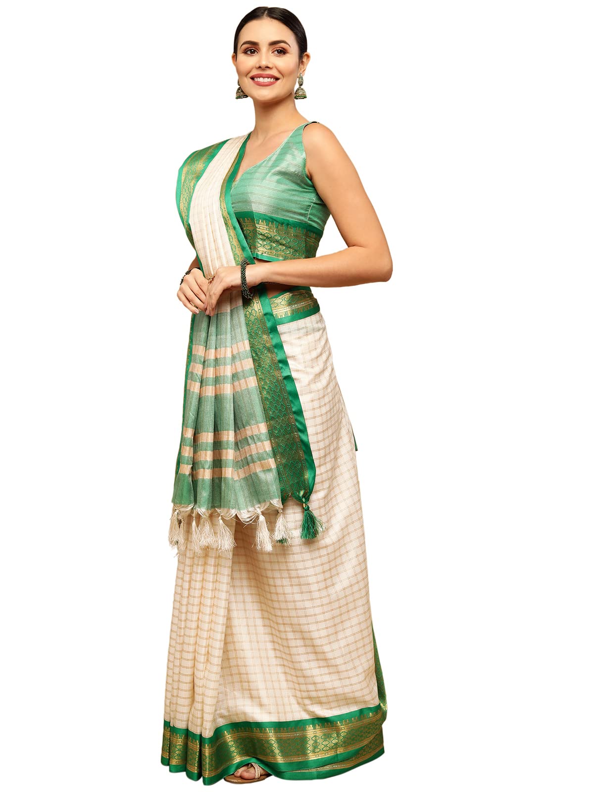 Satrani Women's Poly Silk Woven Saree With Unstitched Blouse Piece
