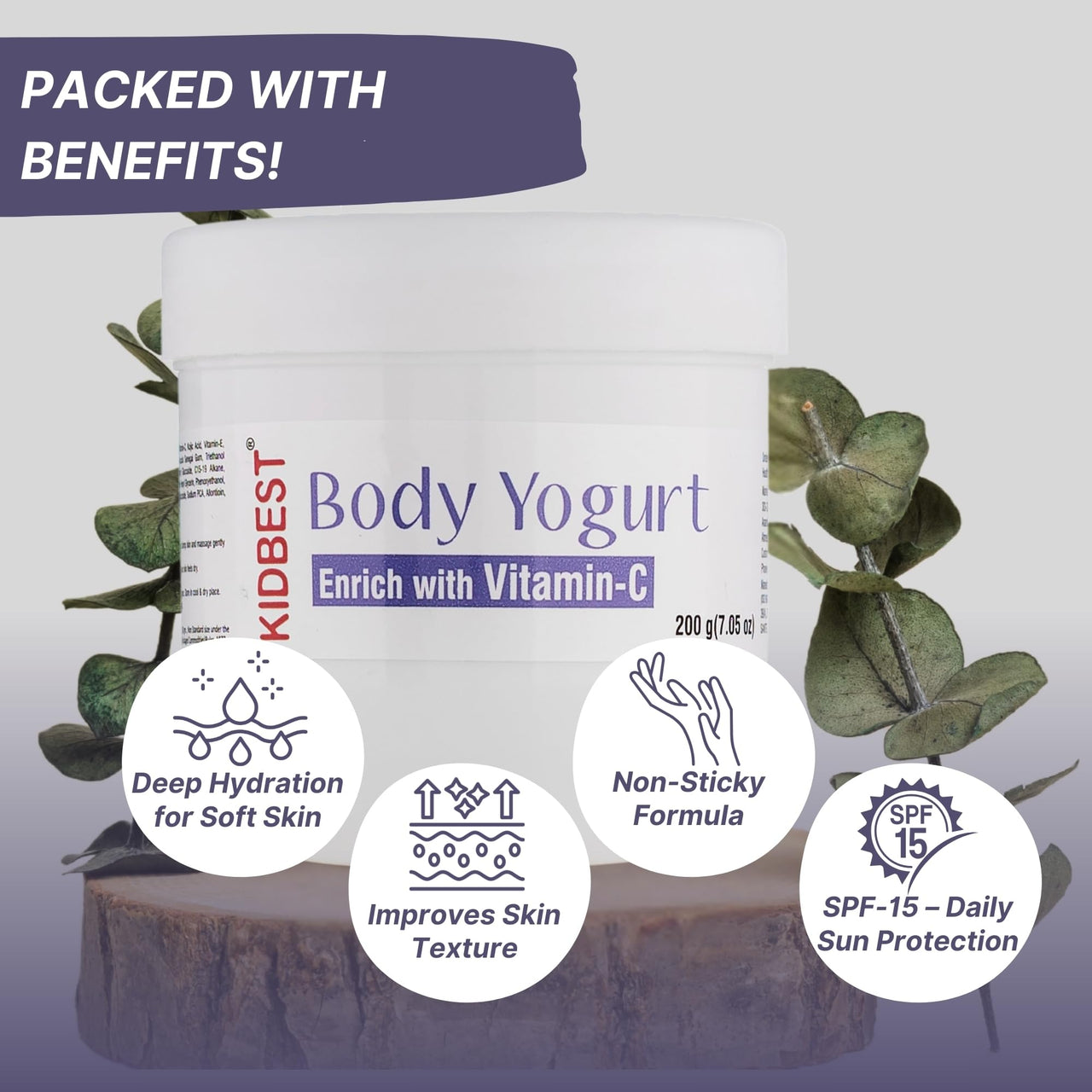 HealthBest Kids Body Lotion SPF 15 with L-Glutathione, Vitamin C, and Vitamin E Hydrating Winter Lotion for Normal, Sensitive, and Dry Skin Tear-Free, Paraben-Free, SLS-Free 200g