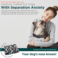 Molly Mutt Medium To Large Dog Bed Cover - Your Hand In Mine Print - Measures 27X36X5 - 100% Cotton - Durable - Breathable - Sustainable - Machine Washable Dog Bed Cover