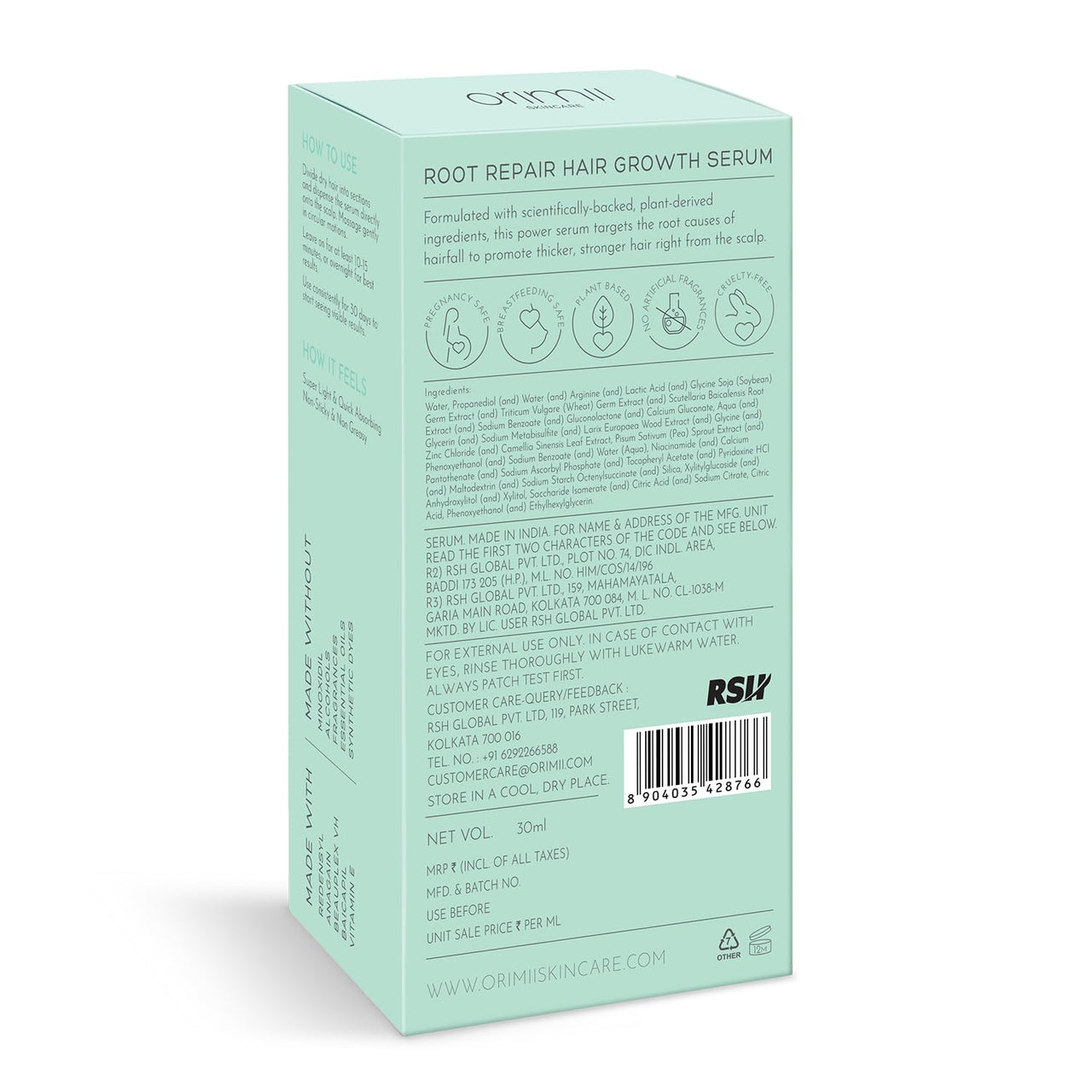 Orimii Root Repair Hair Growth Serum with Redensyl | Promotes Hair Growth, Prevents Breakage | Lightweight, Non-Sticky & Non-Greasy | Pregnancy Safe & Loved by Moms – 30ml