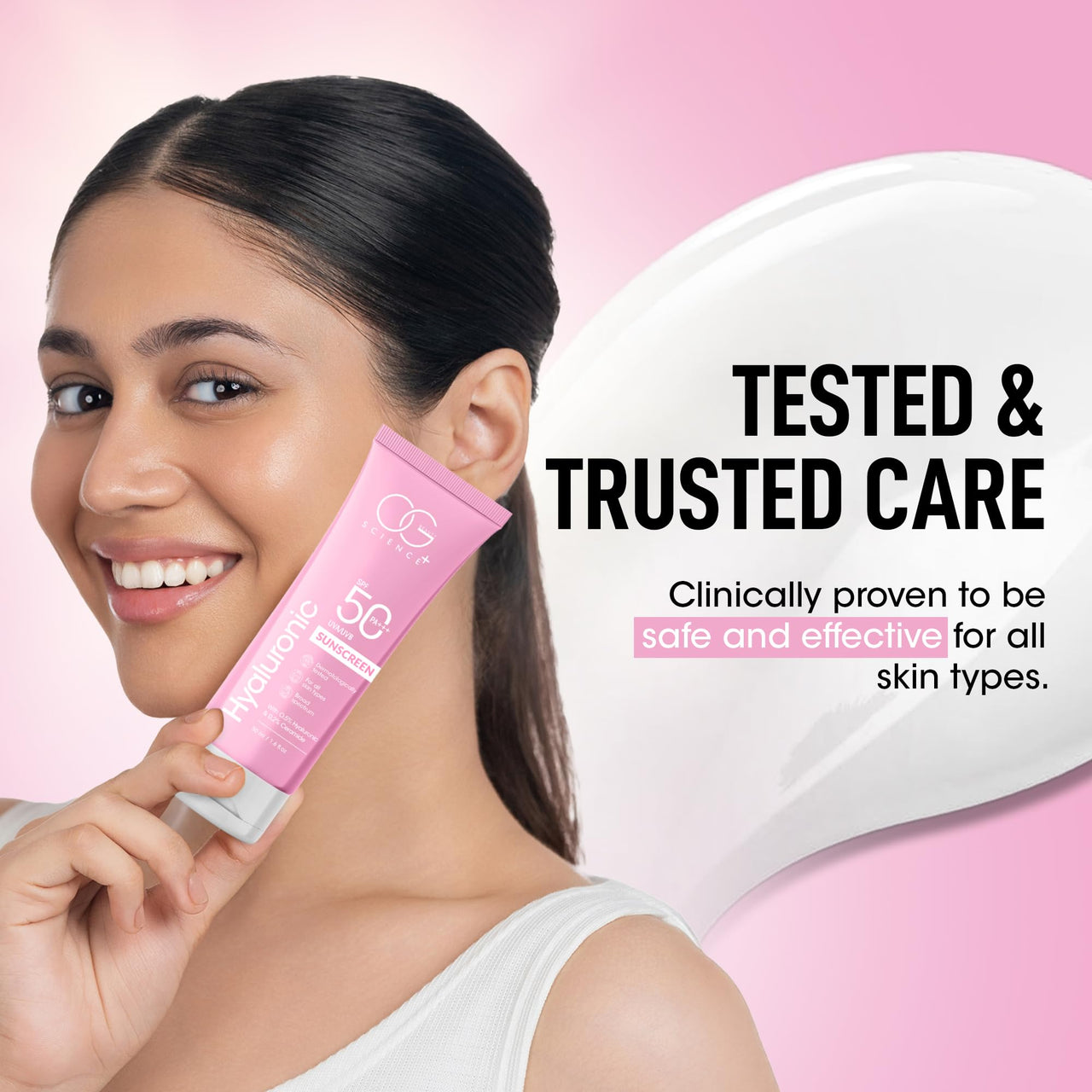 OG BEAUTY SCIENCE SPF 50 PA+++ Sunscreen | 0.5% Hyaluronic Acid & 0.2% Ceramide | Broad Spectrum UV Protection | Hydrating & Lightweight | Dermatologically Tested | 50ml