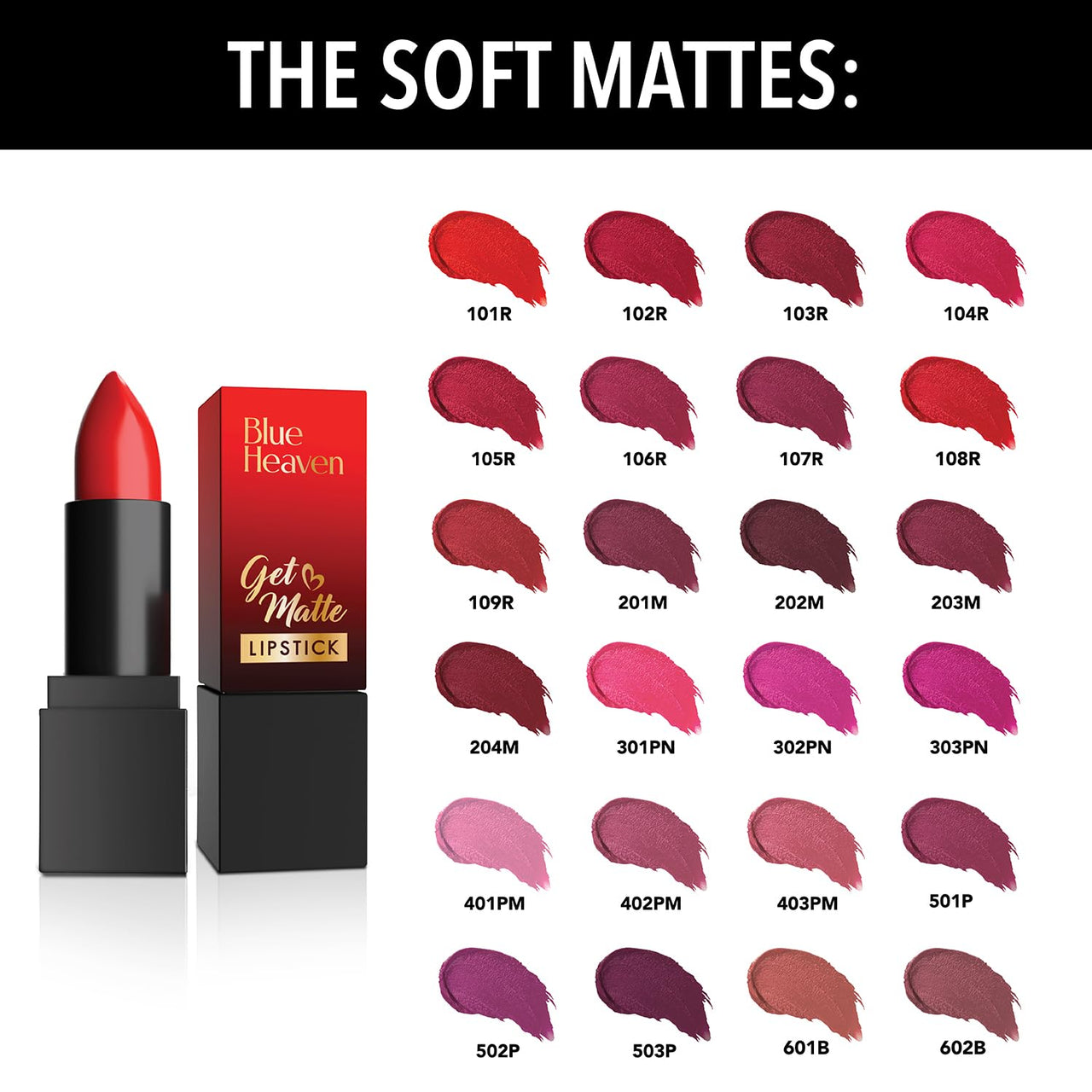 Blue Heaven Get Matte Lipstick | Soft Matte Finish and Lightweight Formula | Intense Pigment | Long-Lasting Lipsticks For Women | 502 | 4GM