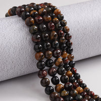 45pcs 8mm Natural Stone Beads Tricolor Tiger Eye Beads Energy Crystal Healing Power Gemstone for Jewelry Making, DIY Bracelet Necklace