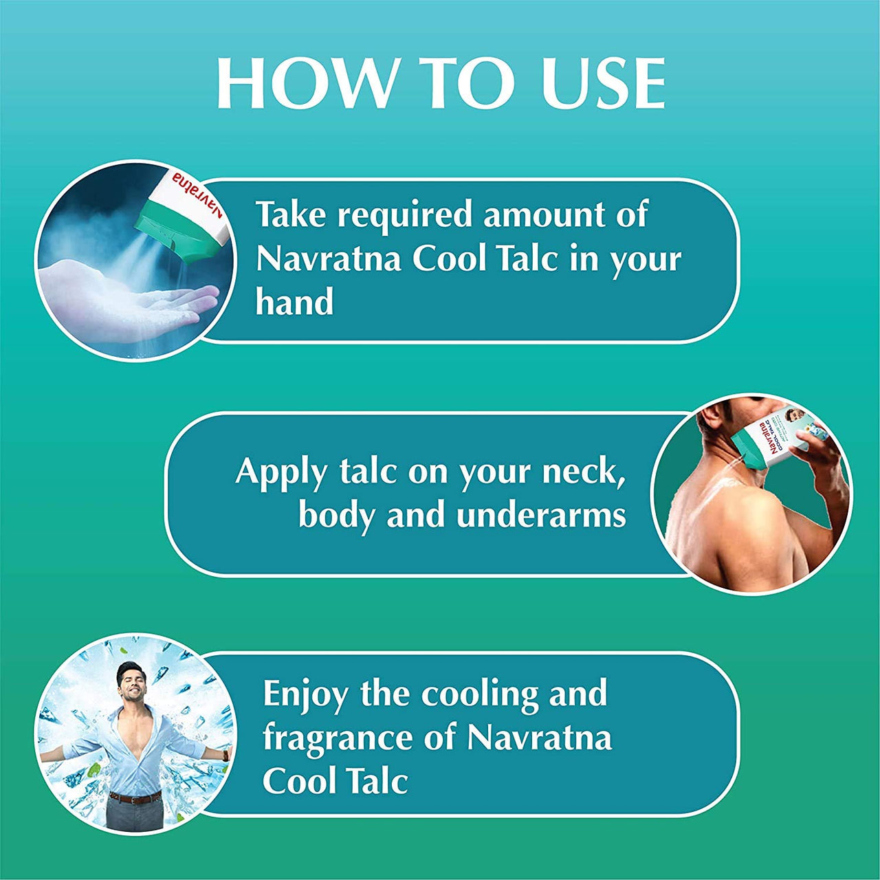 Navratna Cool Talc Active Deo | Talcum Powder | Body Odour Protection & Strong Cooling Effect | Long Lasting Freshness & Fragrance, 400gm