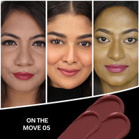 FACESCANADA Comfy Matte Creme Lipstick - On The Move 05, 4.2G | 8Hr Long Stay & Faces Canada Ultime Pro Hd Intense Matte Lipstick + Primer - Wine Shot (Plum), 1.4G | 9Hr Long Stay