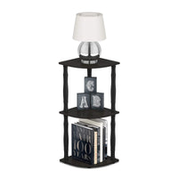 Furinno Turn-N-Tube 4-Tier Corner Display Rack Multipurpose Shelving Unit, Dark Brown Grain/Black 4-Tier Round Tube