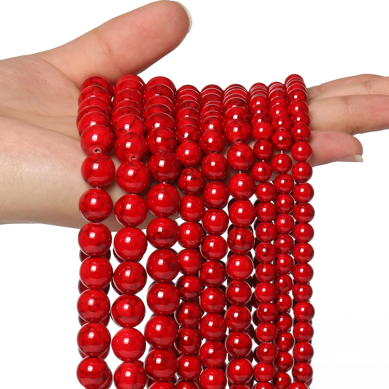 45pcs 8mm Natural Stone Beads Red Turquoise Beads Energy Crystal Healing Power Gemstone for Jewelry Making, DIY Bracelet Necklace