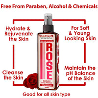 WishCare® 100% Pure & Natural Rose Water - For Skin, Face & Hair - Steam Distilled - Kannauj Gulab Jal - Spray Skin Toner - Free From Paraben, Alcohol & Chemicals - 50 ml