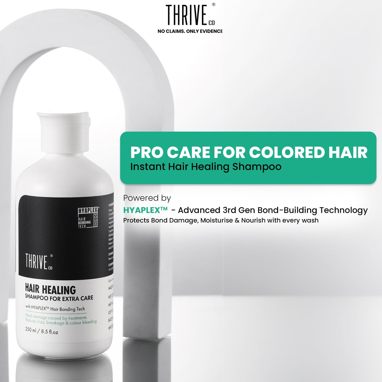 ThriveCo Hair Healing Shampoo, Heals damaged caused by treatment, reduces Frizz & Breakages, with Hyaplex Hair Bonding Tech. For both Men & Women - 250 ml