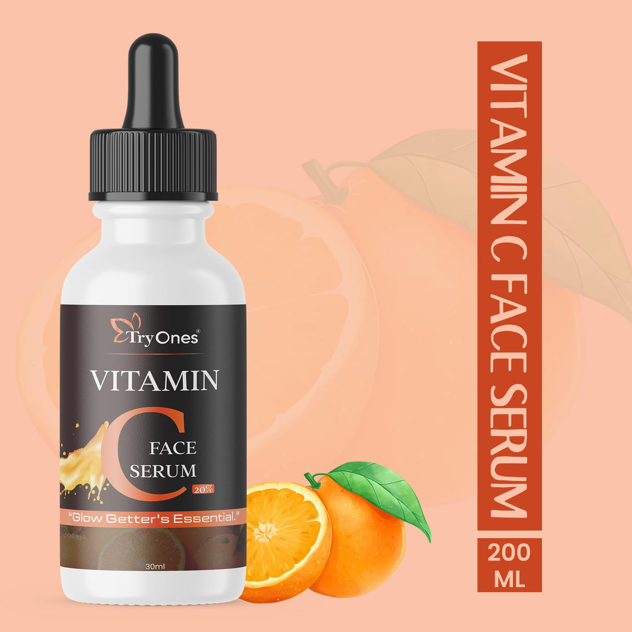 TryOnes Skin Naturals, Bright Complete 30X Vitamin C Booster Face Serum, Increases Skin's Glow Instantly and Reduces Spots Overtime for Men & Women_Vitamin C Facial Serum_30ml