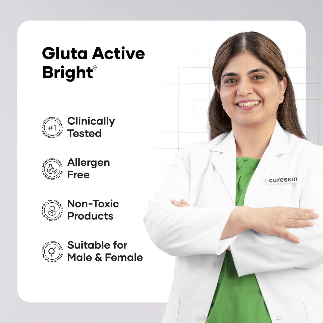 Cureskin Gluta Active Bright Glutathione Tablets | Glutathione Tablets for Skin Whitening | Glutathione Supplements | Glutathione for Skin Whitening
