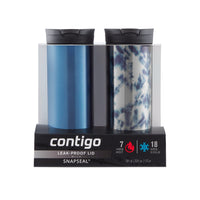 Contigo Huron Vacuum-Insulated Stainless Steel Travel Mug with Leak-Proof Lid, Keeps Drinks Hot or Cold for Hours, Fits Most Cup Holders and Brewers, 20oz 2-Pack, Blue Corn & Acid Wash 20oz 2 Pack