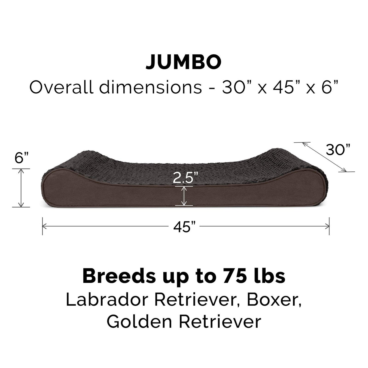 Furhaven Replacement Dog Bed Cover Ultra Plush Faux Fur & Suede Contour Luxe Lounger, Machine Washable - Chocolate, Jumbo (X-Large) Ultra Plush (Chocolate) 45.0"L x 30.0"W x 0.3"Th Cover Only