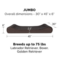 Furhaven Replacement Dog Bed Cover Ultra Plush Faux Fur & Suede Contour Luxe Lounger, Machine Washable - Chocolate, Jumbo (X-Large) Ultra Plush (Chocolate) 45.0