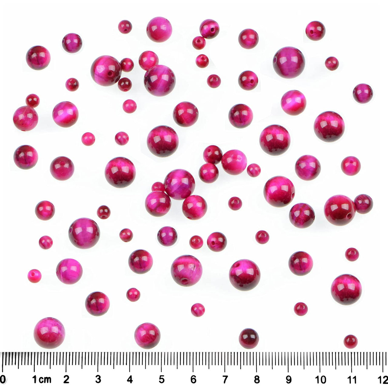 Bymitel 210pcs Natural Crystal Beads Stone Gemstone Round Energy Healing Loose Beads with Stretch Cord for Jewelry Making Bracelets Anklets (Light Fuchsia Tiger's  Eye, 6mm 210pcs) Light Fuchsia Tiger's  Eye